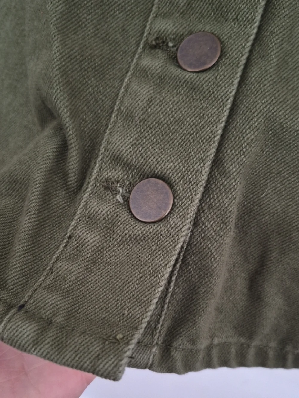 Urban Outfitters Olive Army Green Button-Front Denim Mini Dress 90s - Picture 6 of 11